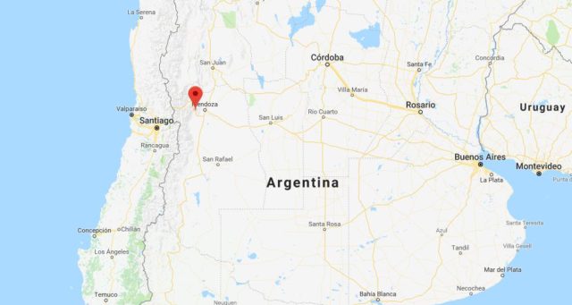 Location of Potrerillos on map Argentina