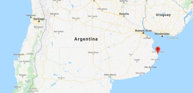 Location of San Bernardo del Tuyu on map Argentina