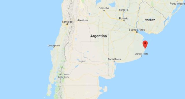 Location of Valeria del Mar on map Argentina