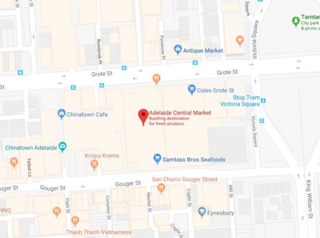 Map of Central Market in Adelaide