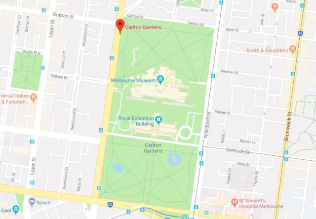 Map of Carlton Gardens Melbourne