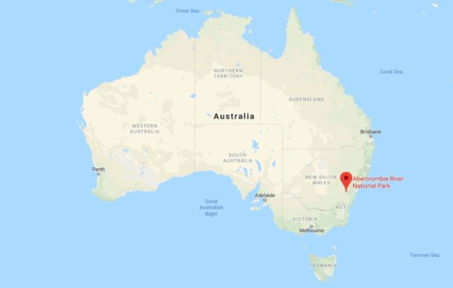 Location of Abercrombie River National Park on map of Australia