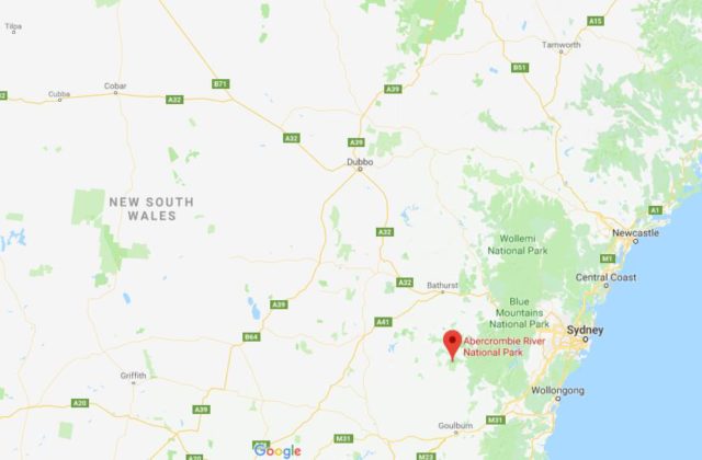 Location of Abercrombie River National Park on map of New South Wales