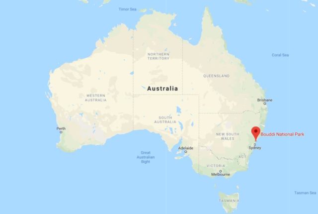 Location of Bouddi National Park on map of Australia