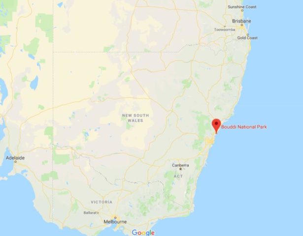 Location of Bouddi National Park on map of New South Wales