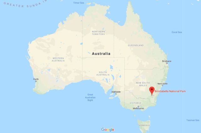 Location of Brindabella National Park on map of Australia