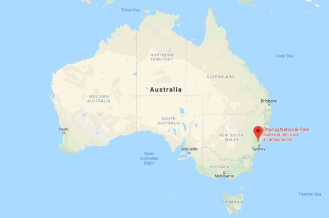 Location of Dharug National Park on map of Australia