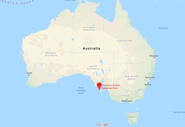 Location of Flinders Chase National Park on map of Australia