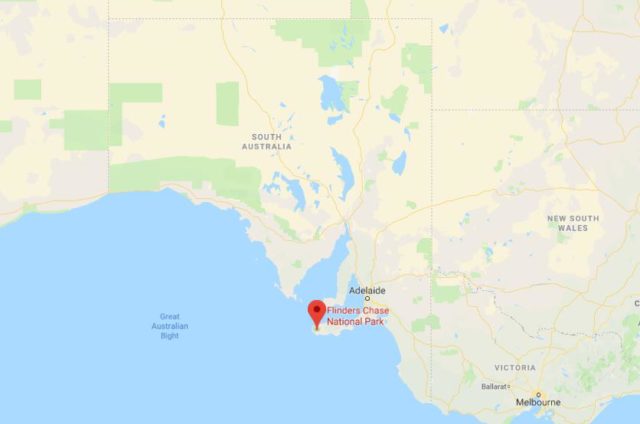 Location of Flinders Chase National Park on map of South Australia