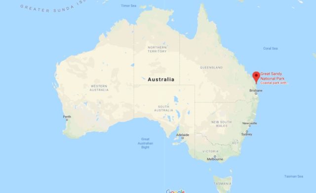 Location of Great Sandy National Park on map of Australia
