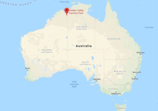 Location of Hidden Valley National Park on map of Australia