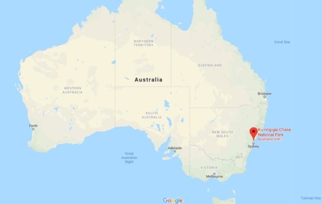 Location of Ku-ring-gai Chase on map of Australia
