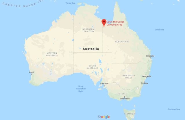 Location of Lawn Hill Gorge on map of Australia