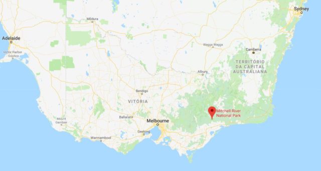 Location of Mitchell River National Park on map of Victoria