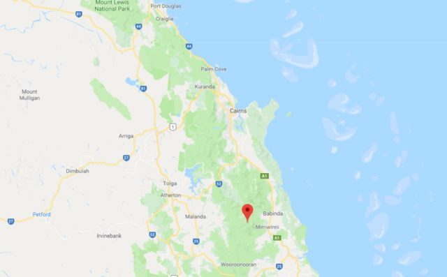 Location of Mount Bartle Frere on map of Cairns