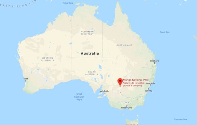 Location of Mungo National Park on map of Australia