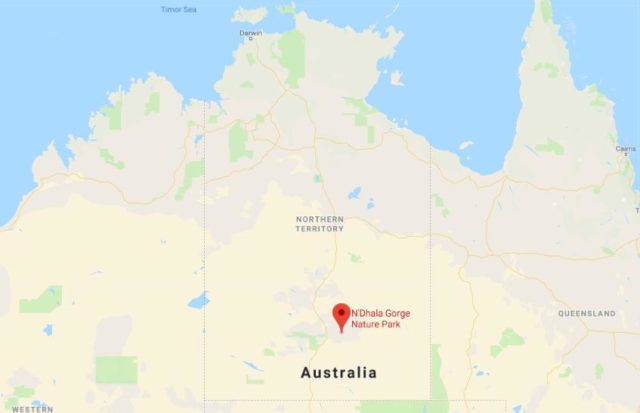 Location of N'Dhala Gorge Nature Park on map of Northern Territory