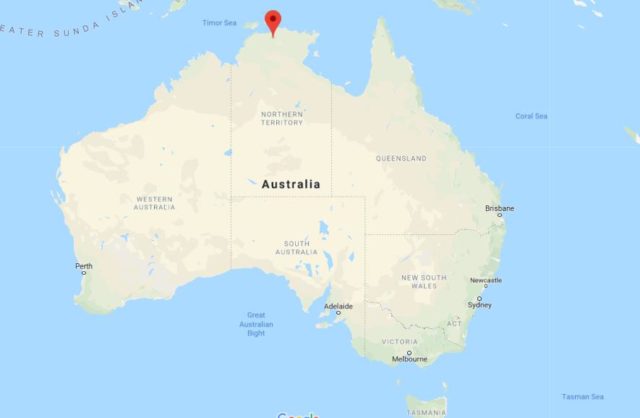 Location of Nourlangie Rock on map of Australia
