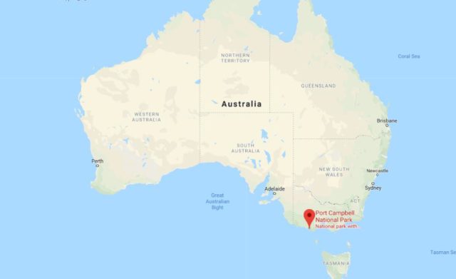 Location of Port Campbell National Park on map of Australia