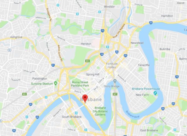 Location of Queen Street on map of Brisbane
