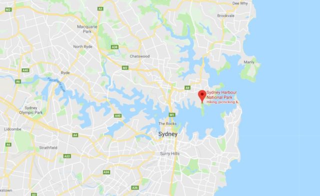 Location of Sydney Harbour National Park on map of Sydney