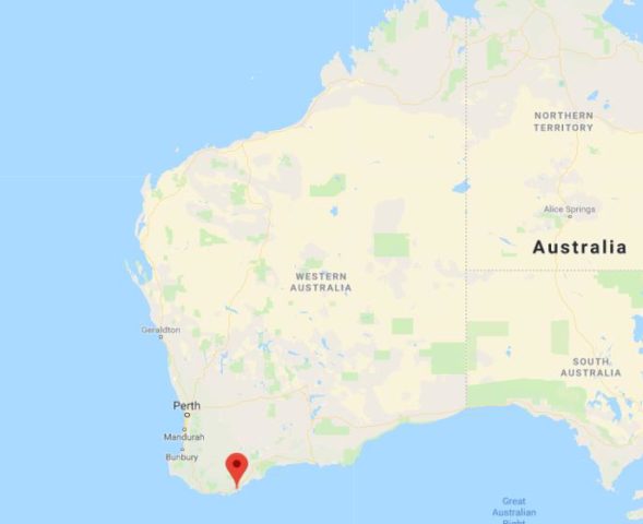 Location of Two Peoples Bay on map of Western Australia