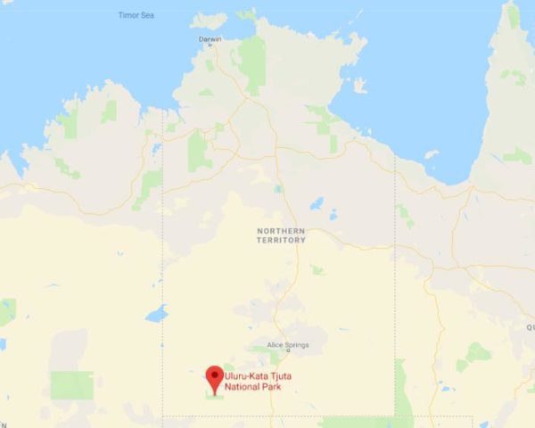 Location of Uluru Kata Tjuta National Park on map of Northern Territory