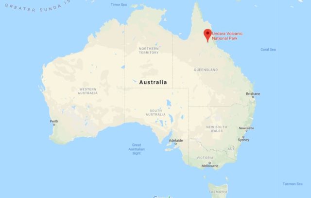Location of Undara Volcanic National Park on map of Australia