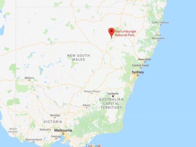 Location of Warrumbungle National Park on map of New South Wales