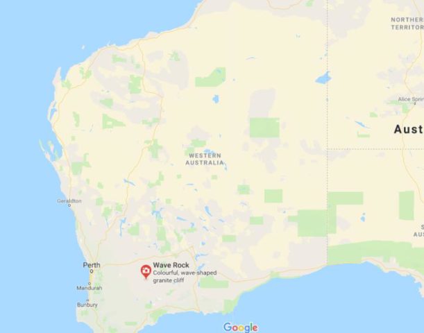 Location of Wave Rock on map of Western Australia