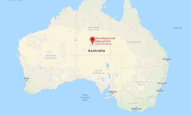 Location of West MacDonnell National Park on map of Australia