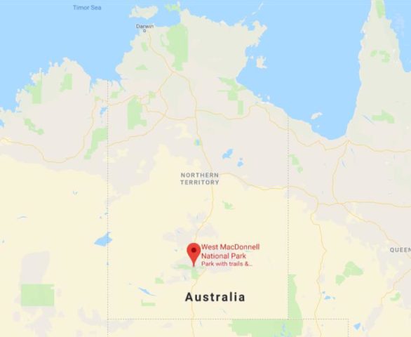 Location of West MacDonnell National Park on map of Northern Territory