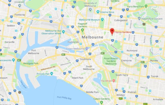 Where are Fitzroy Gardens on map of Melbourne