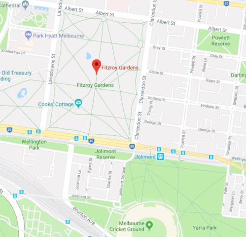 Map of Fitzroy Gardens Melbourne