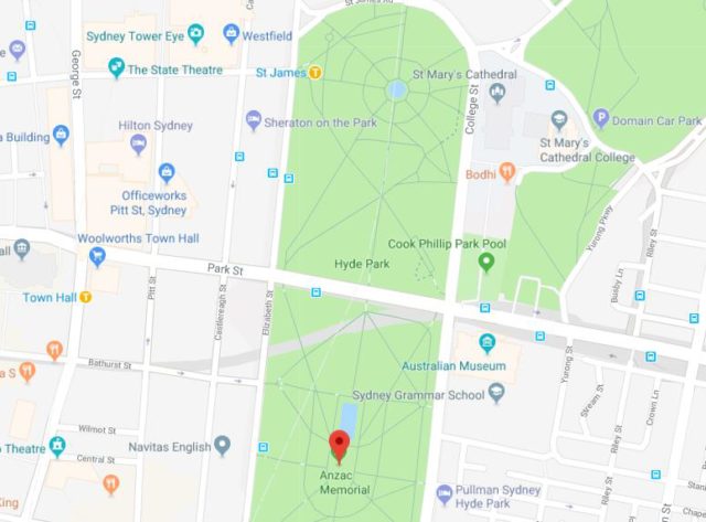 Map of Hyde Park Sydney
