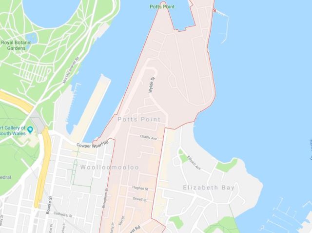 Map of Potts Point Sydney