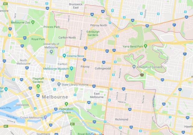 Map of Yarra Melbourne
