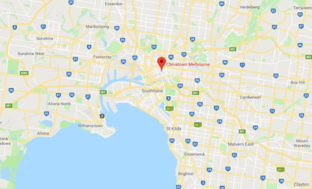 Location of Chinatown on map of Melbourne
