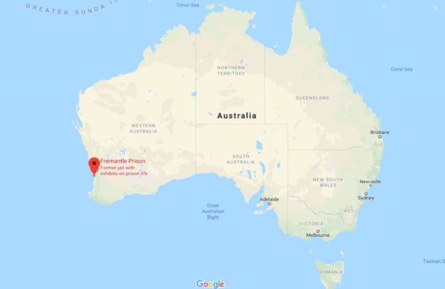 Location of Fremantle on map of Australia