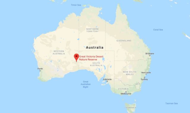 Location of Great Victoria Desert on map of Australia