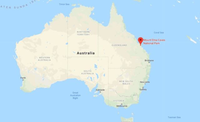 Where is Mount Etna Caves National Park located on map of Australia