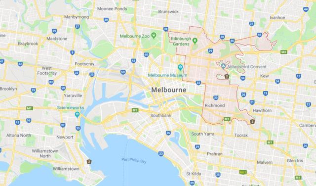 Location of Yarra on map of Melbourne