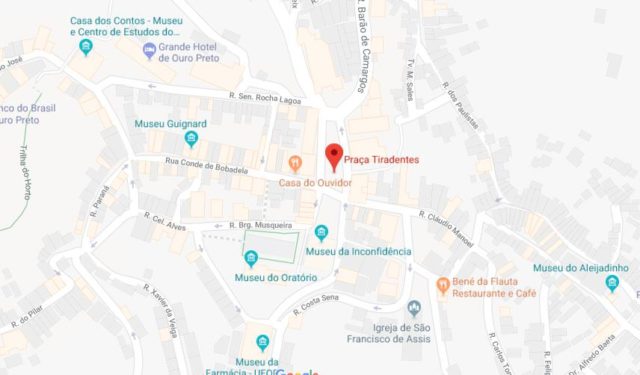 Map of Tiradentes Square Ouro Preto