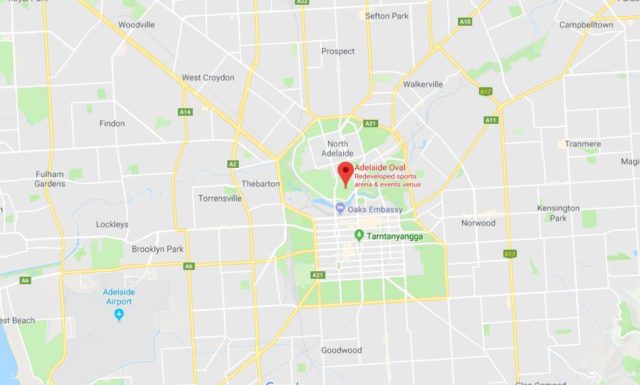 Where is Adelaide Oval located on map