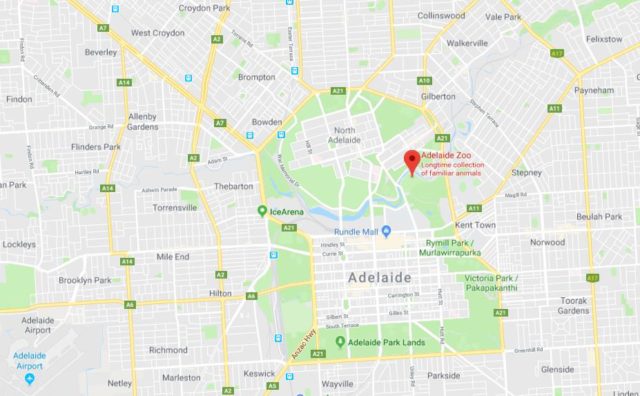Where is Adelaide Zoo located on map