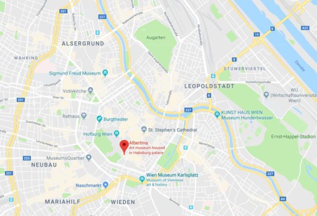 Where is Albertina located on map of Vienna