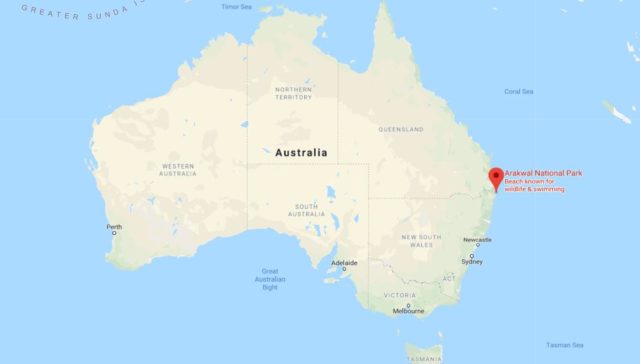 Where is Arakwal National Park located on map of Australia
