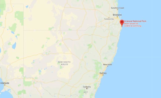 Where is Arakwal National Park located on map of New South Wales