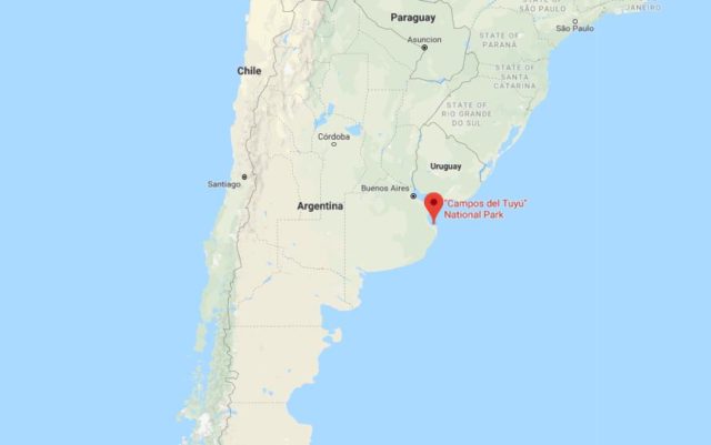 Where is Campos del Tuyu National Park located on map of Argentina