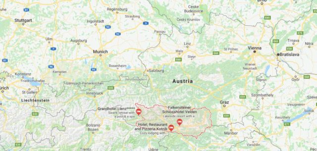Where is Carinthia located on map of Austria